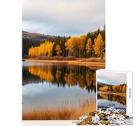 Rompecabezas para Adultos 1000 Piezas otoño en el Lago del Bosque Reflejo de la Naturaleza Juguete Educativo Gran Regalo para Juegos Juego Educativo Entrena tu Cerebro y Tus Manos tamaño 38x26cm