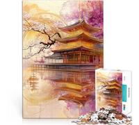 Rompecabezas para Adultos 1000 Piezas Pagoda Dorada en Japón Juguete Educativo para aliviar el estrés Regalo para cumpleaños 52x38cm