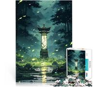 Rompecabezas para Adultos 1000 Piezas Pagoda Japonesa en la fantasía del Bosque Diversión Familiar Regalo de Obra de Arte 52x38cm