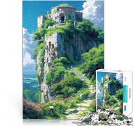 Rompecabezas para Adultos 1000 Piezas Paisaje al Estilo Ghibli Reducción del estrés Interesante con póster a Juego y Hoja de Trivia 38x26cm