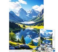 Rompecabezas para Adultos 1000 Piezas Paisaje de Lago de montaña Reflejo decoración del hogar Juguetes Regalos de cumpleaños Juego de ingenio Entrena tu Cerebro y Tus Manos tamaño 38x52cm