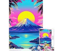 Rompecabezas para Adultos 1000 Piezas Paisaje de montaña Vaporwave con Palmeras Juguetes de decoración para el hogar Regalos para Mujeres y Hombres Juego práctico para cumpleaños y Navidad 50x75cm