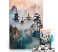 Rompecabezas para Adultos 1000 Piezas Paisaje de Pagoda Japonesa Competición de Velocidad de Manos para la decoración del hogar 52x38cm