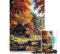 Rompecabezas para Adultos,1000 Piezas,Paisaje de Pueblo otoñal con río,uniones Suaves,Divertido Juego cognitivo,Juguete para el Tiempo Libre,Regalo de cumpleaños para la Mente (38x26cm)