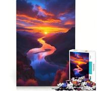 Rompecabezas para Adultos 1000 Piezas Paisaje fluvial al Atardecer Juego Familiar Mejora la Memoria Toda la Familia 38x26cm
