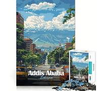 Rompecabezas para Adultos 1000 Piezas Paisaje Urbano de Addis Abeba,Etiopía Corte Juguete Divertido para ejercitar la Mente Juego Tranquilo Divertido Regalo de cumpleaños (38x52cm)
