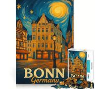 Rompecabezas para Adultos,1000 Piezas,Paisaje Urbano de Bonn,Alemania,Pintura Nocturna,Piezas de Corte preciso,Juguete de construcción,Tiempo de Ocio,Juego artístico de cumpleaños 38x26cm