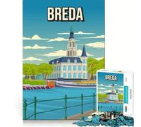 Rompecabezas para Adultos,1000 Piezas,Paisaje Urbano de Breda,póster de Viaje,Arte de Ajuste, Juego de Habilidad Mental,Tiempo de Descanso,Juego de cumpleaños,Arte (38x52cm)