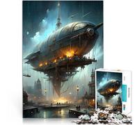 Rompecabezas para Adultos 1000 Piezas Paisaje Urbano de dirigible Steampunk Juegos educativos Decoración hogar 38x26cm