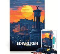 Rompecabezas para Adultos 1000 Piezas Paisaje Urbano de Edimburgo,Escocia al Atardecer Arte de Borde Premium Juguete de Habilidades cognitivas Juego Casual Juego de cumpleaños Divertido (38x26cm)