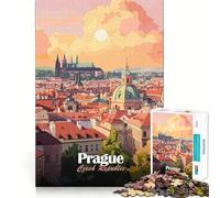 Rompecabezas para Adultos,1000 Piezas,Paisaje Urbano de Praga al Atardecer,Corte Suave,Arte Creativo,Juego Mental,diversión para el Tiempo Libre, Tranquilo (50x75cm)