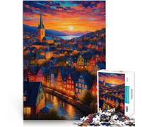 Rompecabezas para Adultos 1000 Piezas Paisajes urbanos de Van Gogh Juguete Educativo de Aprendizaje Mejorar el Amor Entre Parejas 38x26cm