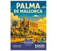 Rompecabezas para Adultos 1000 Piezas Palma De Mallorca Travel Poster Rompecabezas para Adolescentes Juegos Relajantes Análisis Y Lógica Cumpleaños Y Navidad 38x26cm/1000pcs