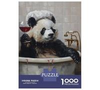 Rompecabezas para Adultos 1000 Piezas Panda Bath Glass Red Wine Rompecabezas para Adolescentes Juegos Relajantes Decoración Actividades Divertidas En Casa 70x50cm/1000pcs