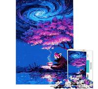 Rompecabezas para Adultos 1000 Piezas Panda Rojo Tomando té bajo un Cielo galáctico Rompecabezas para Adultos Juego práctico Vacaciones en casa Matar el Tiempo Regalo de cumpleaños Regalos (50x75cm)