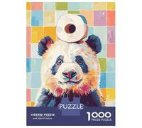 Rompecabezas para Adultos 1000 Piezas Panda with Toilet Paper on Head Rompecabezas para Adultos Juego Práctico Decoración Actividades Divertidas En Casa 52x38cm/1000pcs