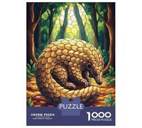 Rompecabezas para Adultos 1000 Piezas Pangolin in Forest Stained Glass Style Rompecabezas Juegos Relajantes Corte De Precisión Cumpleaños Y Navidad 38x26cm/1000pcs