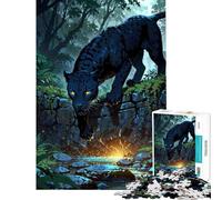 Rompecabezas para Adultos 1000 Piezas Pantera de Medianoche en el Arroyo de la Jungla mística Rompecabezas para Adultos Juguetes de Bricolaje Desafío difícil Oferta como Regalos para Toda la Familia