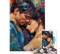 Rompecabezas para Adultos 1000 Piezas Pareja Enamorada Acuarela Difícil y desafiante Carrera de Velocidad de Mano Juguete Decoración de Pared para Mayores de 14 años (38x26cm)