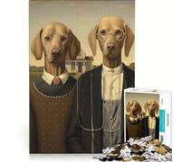 Rompecabezas para Adultos 1000 Piezas Parodia del Perro gótico Americano, Juegos Divertidos, relajación Intelectual, Mejora del Amor Entre Parejas 38x52cm