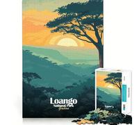Rompecabezas para Adultos,1000 Piezas,Parque Nacional de Loango,Gabón,Ilustración,Arte de Borde Premium,Juguete para desarrollar la Capacidad cognitiva,Juego Casual,Diversión de cumpleaños (38x52cm)