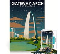 Rompecabezas para Adultos 1000 Piezas Parque Nacional Gateway Arch Arte de Borde Premium Juguete de Habilidades cognitivas Juego Casual Juego de cumpleaños Divertido (50x75cm)