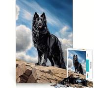 Rompecabezas para Adultos,1000 Piezas,Pastor Alemán Negro Viejo,Articulaciones Afiladas,Juego de Pensamiento Divertido,Momento de Diversión y Relajación,Arte Navideño para el Ocio 38x52cm