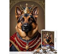 Rompecabezas para Adultos 1000 Piezas Pastor Alemán Rey Juguete Educativo Regalo para Cumpleaños Juegos Educativos Entrena tu Cerebro y Tus Manos Tamaño 38x26cm