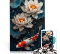 Rompecabezas para Adultos 1000 Piezas Peces y Flores de Loto Juegos educativos Juguetes de Bricolaje Decoración del hogar 52x38cm