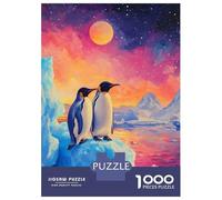 Rompecabezas para Adultos 1000 Piezas Penguins on Iceberg Under Colorful Sky Rompecabezas para Adultos Juegos Relajantes Que Mejoran La Memoria Regalos Y Cumpleaños Únicos 52x38cm/1000pcs