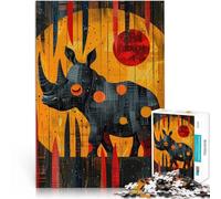 Rompecabezas para Adultos 1000 Piezas Pequeño Rinoceronte Siendo Adorable Montaje de Patrones con póster a Juego y Hoja de Trivia 38x26cm