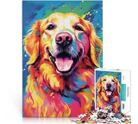 Rompecabezas para adultos 1000 piezas perro Golden Retriever sonriendo juguetes educativos excelente regalo para juegos 14.96 pulgadas x 20.47 pulgadas para adolescentes de 14 años y mayores