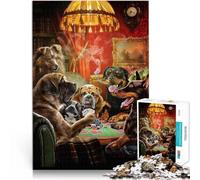 Rompecabezas para Adultos 1000 Piezas Perro Jugando al póquer Matar el Tiempo en Vacaciones en casa Mejorar el Amor Entre Parejas 52x38cm