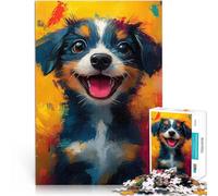 Rompecabezas para Adultos 1000 Piezas Perro Lindo y Feliz Juguetes para aliviar el estrés Cada Pieza es única: un desafiante y Divertido Juego Familiar 38x26cm
