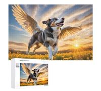 Rompecabezas para adultos, 1000 piezas, perro volador en flores amarillas, rompecabezas para adolescentes, juego de acertijo cerebral, decoración del hogar, cumpleaños único y regalos, 1000 piezas