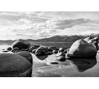 Rompecabezas para adultos, 1000 piezas, piedras que reflejan el agua, lago, Tahoe, California, negro, blanco, playa, puesta de sol, paisaje, familia, divertido, desafiante, rompecabezas de día