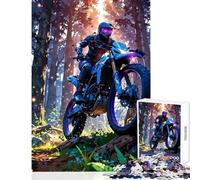 Rompecabezas para Adultos 1000 Piezas piloto de Motocross en el Bosque decoración del hogar Juguetes Regalo para cumpleaños Juego Imposible Potencia el Amor Entre Parejas tamaño 38x26cm