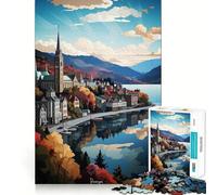 Rompecabezas para Adultos,1000 Piezas,Pintura al óleo Bergen,Ajuste Limpio,decoración,Juego Divertido para Pensar,Tiempo de Juego Acogedor,Regalo de cumpleaños para Aficionados (38x52cm)