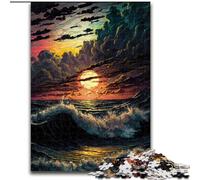 Rompecabezas para Adultos, 1000 Piezas, Pintura al óleo de Atardecer en el océano, Hecha de Madera, para Adolescentes Mayores de 14 años, decoración del hogar, 50x75cm, Regalo de cumpleaños