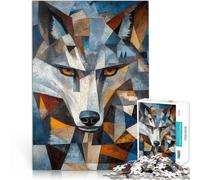 Rompecabezas para Adultos 1000 Piezas Pintura al óleo de Lobo Entrena tu Cerebro y Tus Manos con póster a Juego y Hoja de Trivia 75x50cm