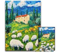 Rompecabezas para Adultos, 1000 Piezas, Pintura al óleo de un rebaño de ovejas, Rompecabezas de cartón, cumpleaños, festividades, Ideal para Navidad, 26x38cm