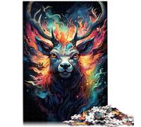 Rompecabezas para adultos 1000 piezas Pintura Color Ciervo Decoración del Hogar Puzzle Juguetes 14.96 pulgadas x 20.47 pulgadas Interacción Padre-Hijo