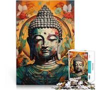 Rompecabezas para Adultos 1000 Piezas Pintura de Buda Alivia el estrés Vacaciones en casa Matar el Tiempo Una Obra de Arte 52x38cm