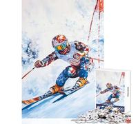 Rompecabezas para Adultos 1000 Piezas Pintura de Esquiador Alpino Juguetes antiestrés Regalos para Mujeres y Hombres Juegos educativos Actividades Divertidas en casa tamaño 38x52cm
