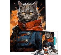 Rompecabezas para Adultos 1000 Piezas Pintura de Gatos Guerreros Juegos relajantes desafío para la Inteligencia Cerebral Juguetes adictivos Gran Regalo Actividades Familiares (tamaño 50x75cm)