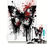 Rompecabezas para Adultos,1000 Piezas,Pintura de Mariposas con Tinta,Juego de Ajuste, Rompecabezas,Regalo para ejercitar la Mente,Momento de diversión Tranquila,Regalo de Arte navideño 38x26cm