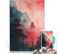 Rompecabezas para Adultos 1000 Piezas Pintura de Pagoda Japonesa Juego desafiante y Juego Familiar Lista de Deseos con Papá Noel 52x38cm