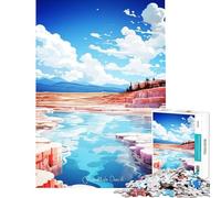 Rompecabezas para Adultos 1000 Piezas Pintura de Pamukkale Denizli Juegos educativos Juguetes educativos de Aprendizaje Regalo artístico Actividades Familiares (tamaño 38x26cm)