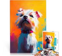 Rompecabezas para Adultos 1000 Piezas Pintura de Perro Blanco Juego desafiante y Juego Familiar Interacción Entre Padres e Hijos 75x50cm