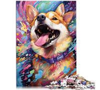 Rompecabezas para adultos, 1000 piezas, pintura de Shiba Inu difícil y desafío, con póster a juego y hoja de trivia, 14.95 x 20.47 pulgadas